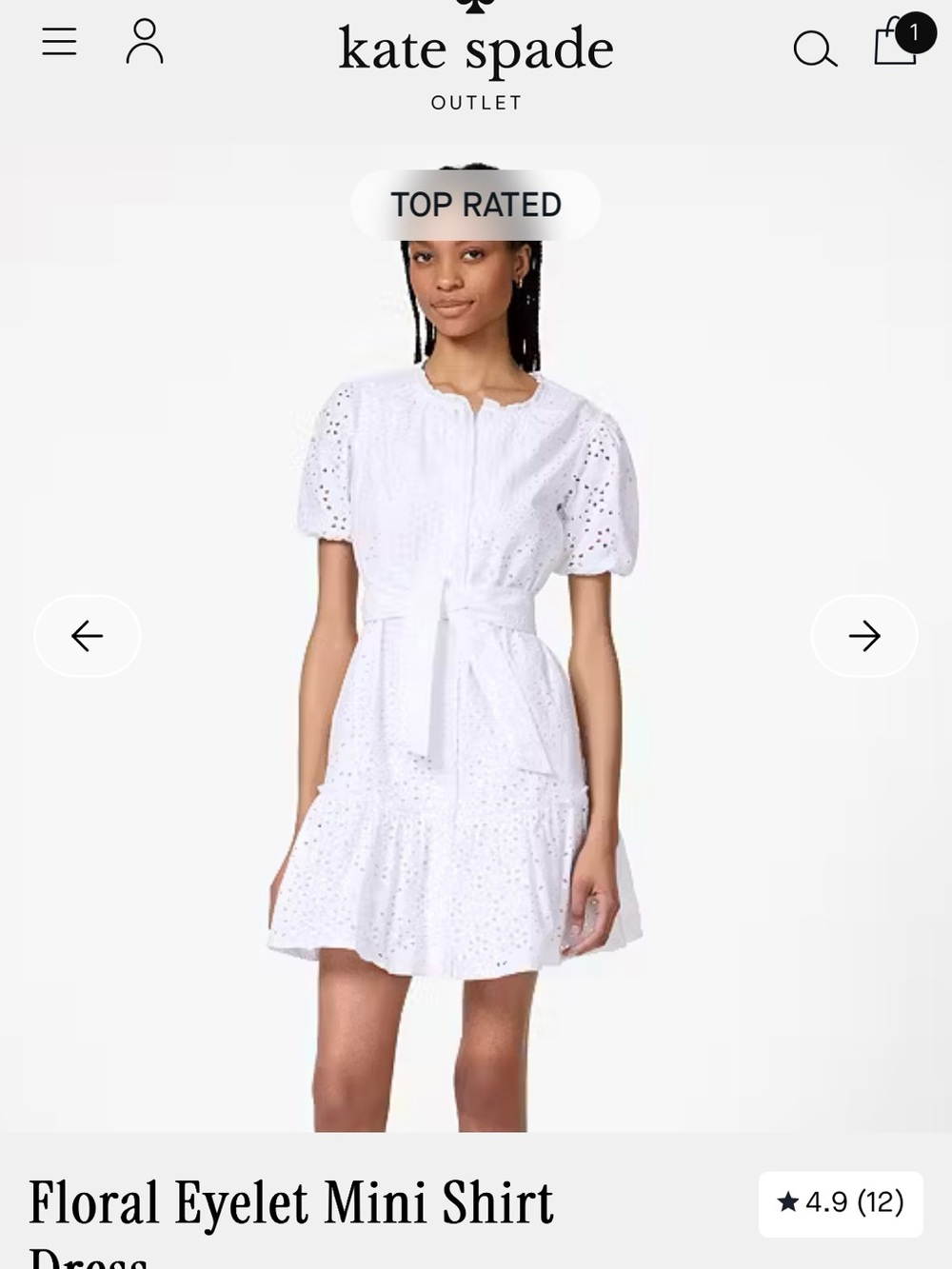kate spade White Eyelet Tie-Waist Mini Dress